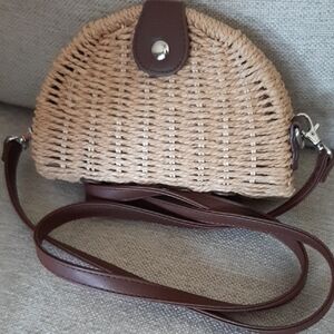 Whitehouse Blackmarket Brown Woven Crossbody Bag